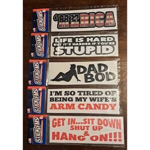 Bumper Stickers 'Merica Dad Bod Life's Hard Arm Candy Get In 5 Pack